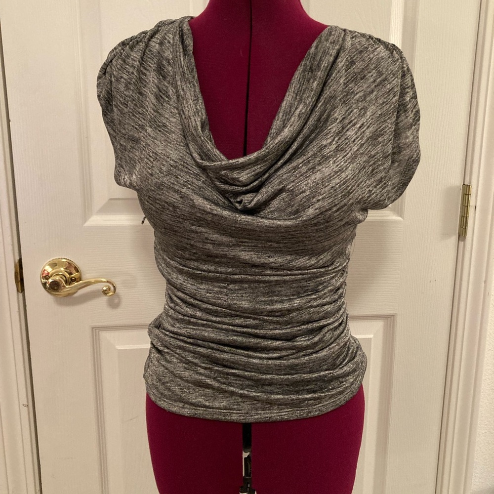 Heart Soul Medium Grey Draping Blouse